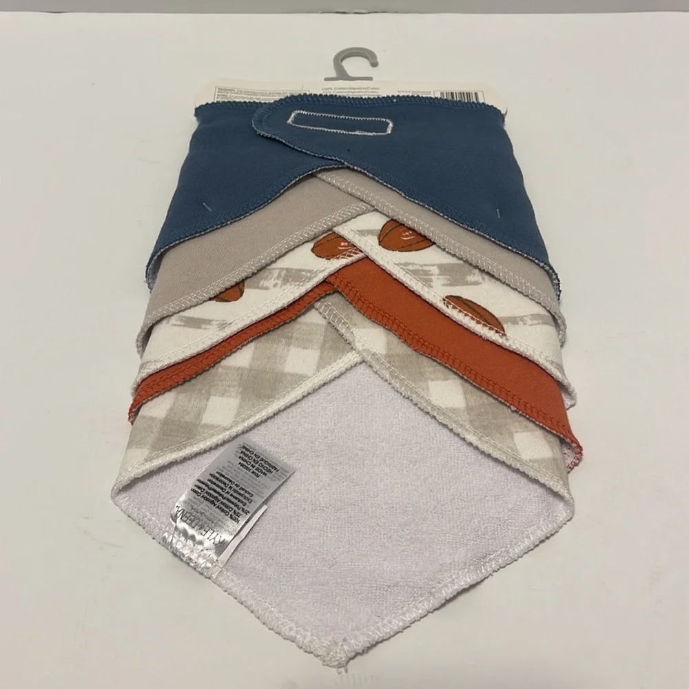 Baby 0-12 Month 5 Pack Football Cotton Bandana Bib Set